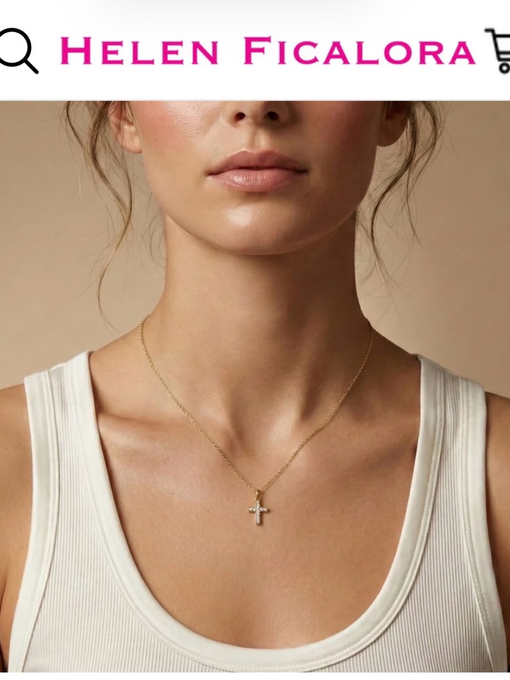 Helen Ficalora Cross Mini Charm Gold Pavé Diamonds 14K Yellow Gold